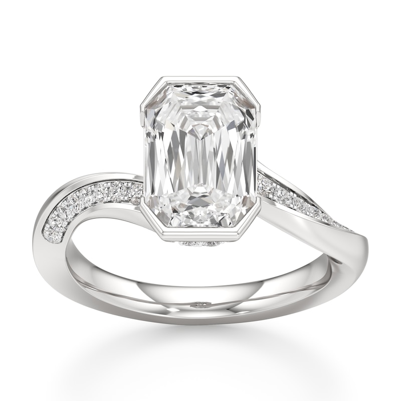 Main Image 1 of J'Lure Imperial-Emerald Step-Cut Lab-Grown Diamond Bypass Engagement Ring 3-1/4 ct tw 18K White Gold