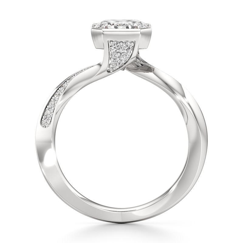 Main Image 2 of J'Lure Imperial-Emerald Step-Cut Lab-Grown Diamond Bypass Engagement Ring 3-1/4 ct tw 18K White Gold