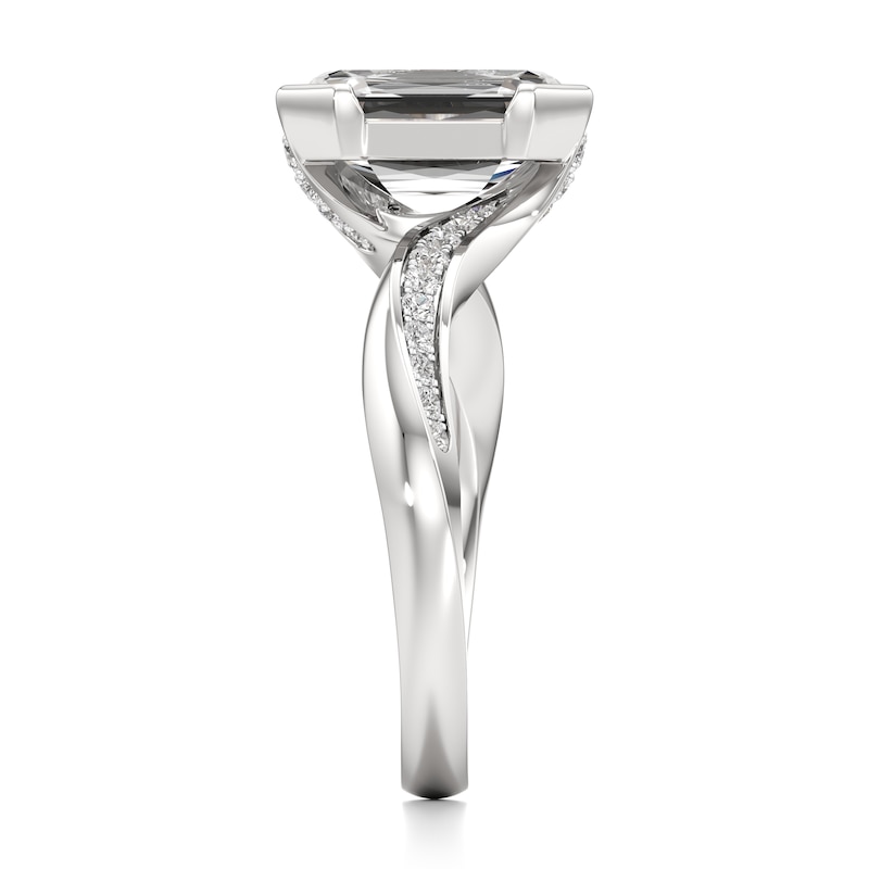 Main Image 3 of J'Lure Imperial-Emerald Step-Cut Lab-Grown Diamond Bypass Engagement Ring 3-1/4 ct tw 18K White Gold