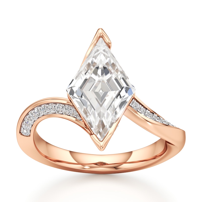 Main Image 1 of J'Lure Lozenge Step-Cut Lab-Created Diamond Bypass Engagement Ring 3-1/4 ct tw 18K Rose Gold