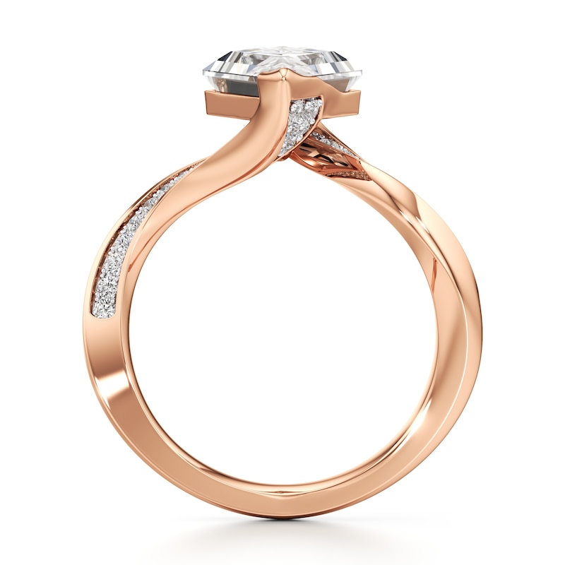 Main Image 2 of J'Lure Lozenge Step-Cut Lab-Created Diamond Bypass Engagement Ring 3-1/4 ct tw 18K Rose Gold
