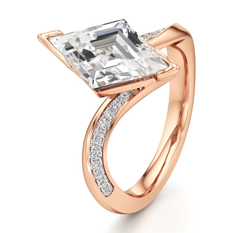 Main Image 4 of J'Lure Lozenge Step-Cut Lab-Created Diamond Bypass Engagement Ring 3-1/4 ct tw 18K Rose Gold