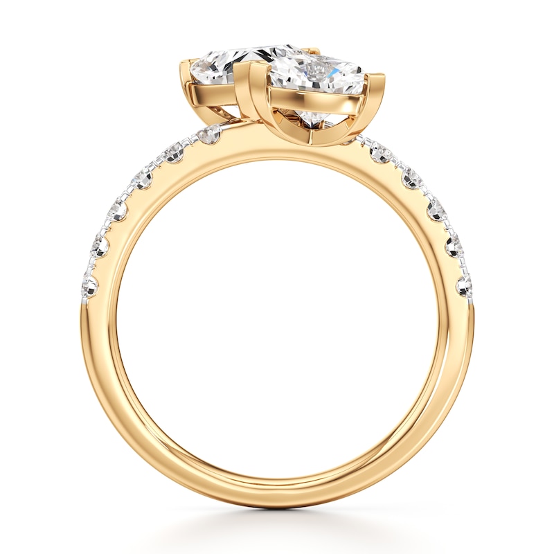Main Image 2 of J'Lure Trillion Curved Brilliant-Cut Two-Stone Lab-Grown Diamond Engagement Ring 1-7/8 ct tw 18K Yellow Gold