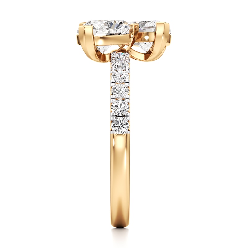 Main Image 3 of J'Lure Trillion Curved Brilliant-Cut Two-Stone Lab-Grown Diamond Engagement Ring 1-7/8 ct tw 18K Yellow Gold