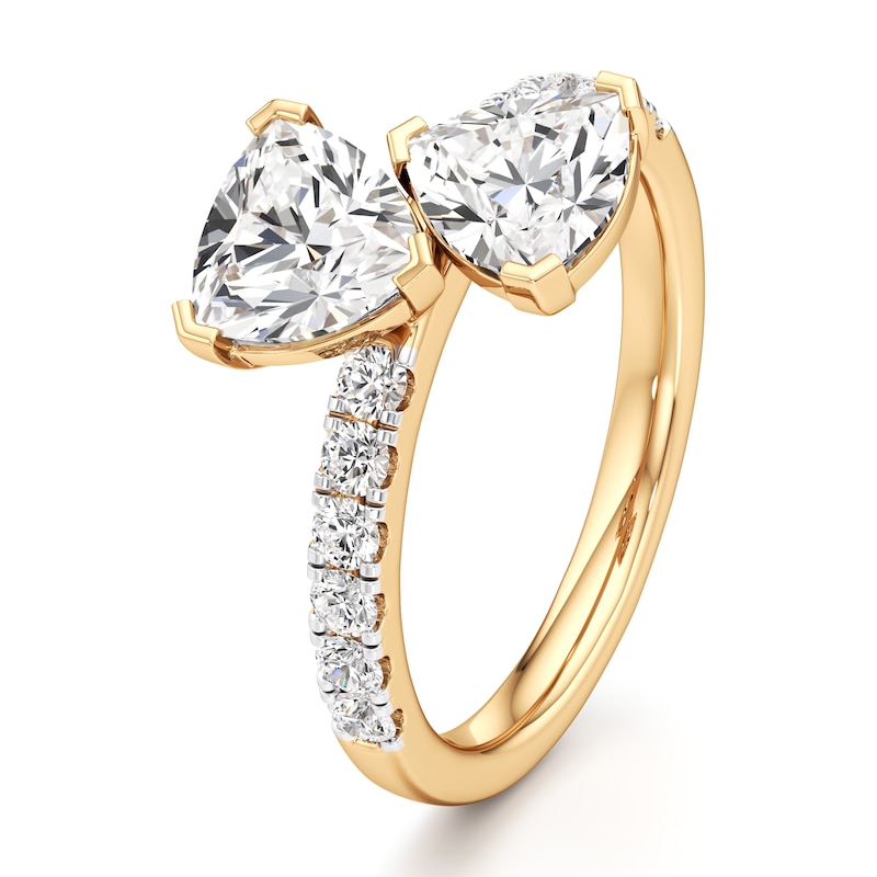 Main Image 4 of J'Lure Trillion Curved Brilliant-Cut Two-Stone Lab-Grown Diamond Engagement Ring 1-7/8 ct tw 18K Yellow Gold