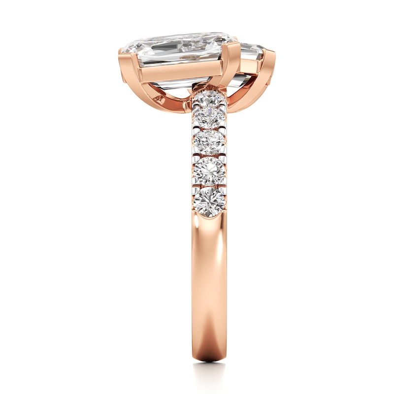Main Image 3 of J'Lure Imperial-Emerald Step-Cut Two-Stone Lab-Created Diamond Engagement Ring 3-3/8 ct tw 18K Rose Gold