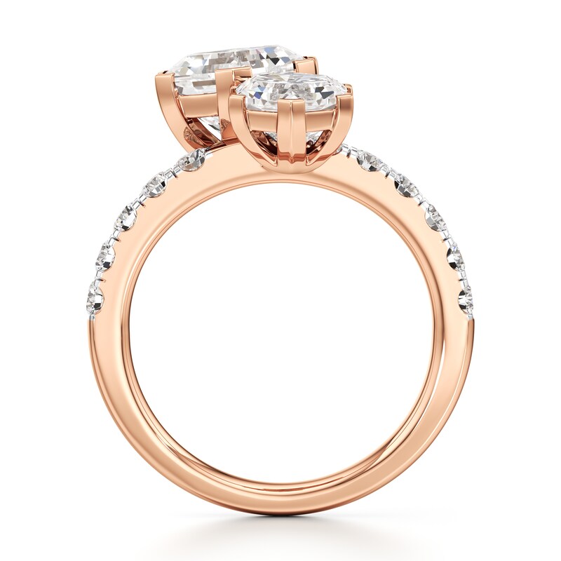 Main Image 2 of J'Lure Hexagon Brilliant-Cut Two-Stone Lab-Grown Diamond Engagement Ring 4-3/4 ct tw 18K Rose Gold