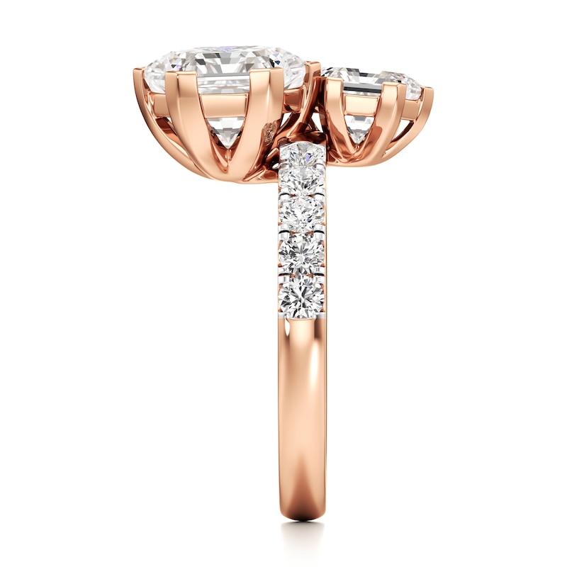 Main Image 3 of J'Lure Hexagon Brilliant-Cut Two-Stone Lab-Grown Diamond Engagement Ring 4-3/4 ct tw 18K Rose Gold