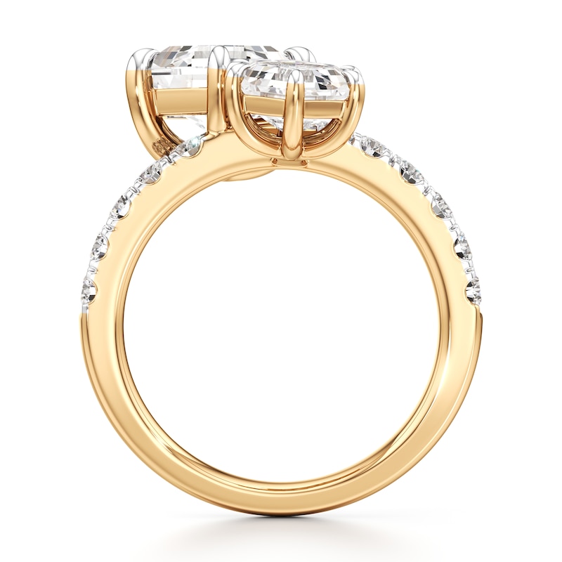Main Image 2 of J'Lure Hexagon Step-Cut Two-Stone Lab-Grown Diamond Engagement Ring 4-3/4 ct tw 18K Yellow Gold