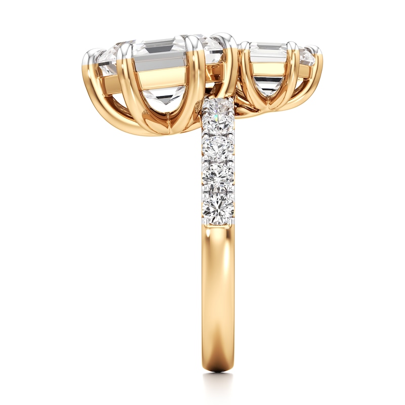Main Image 3 of J'Lure Hexagon Step-Cut Two-Stone Lab-Grown Diamond Engagement Ring 4-3/4 ct tw 18K Yellow Gold