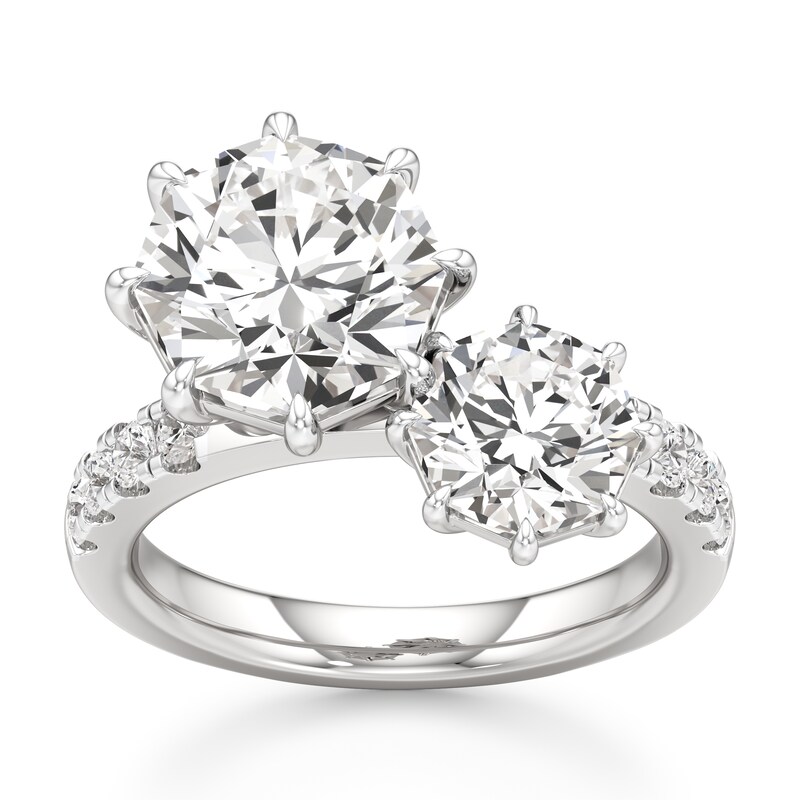 Main Image 1 of J'Lure Octagon Brilliant-Cut Two-Stone Lab-Grown Diamond Engagement Ring 4-1/2 ct tw 18K White Gold