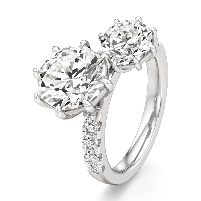 Main Image 4 of J'Lure Octagon Brilliant-Cut Two-Stone Lab-Grown Diamond Engagement Ring 4-1/2 ct tw 18K White Gold