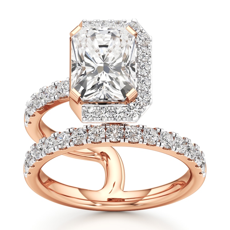 Main Image 1 of J'Lure Radiant Brilliant-Cut Lab-Grown Diamond Spiral Engagement Ring 3-7/8 ct tw 18K Rose Gold