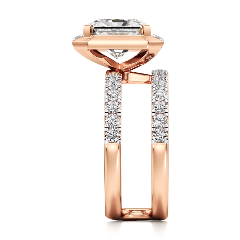 Main Image 3 of J'Lure Radiant Brilliant-Cut Lab-Grown Diamond Spiral Engagement Ring 3-7/8 ct tw 18K Rose Gold