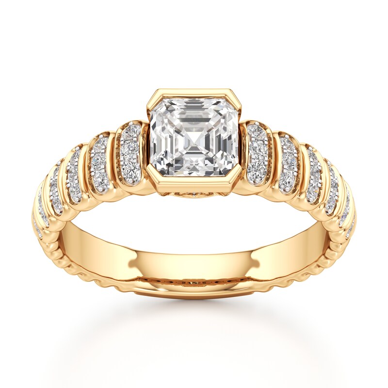 Main Image 1 of J'Lure Square-Emerald Step-Cut Lab-Created Diamond Engagement Ring 1-1/5 ct tw 18K Yellow Gold