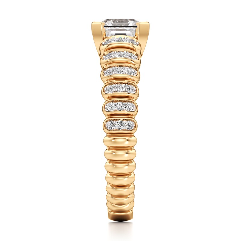 Main Image 3 of J'Lure Square-Emerald Step-Cut Lab-Created Diamond Engagement Ring 1-1/5 ct tw 18K Yellow Gold