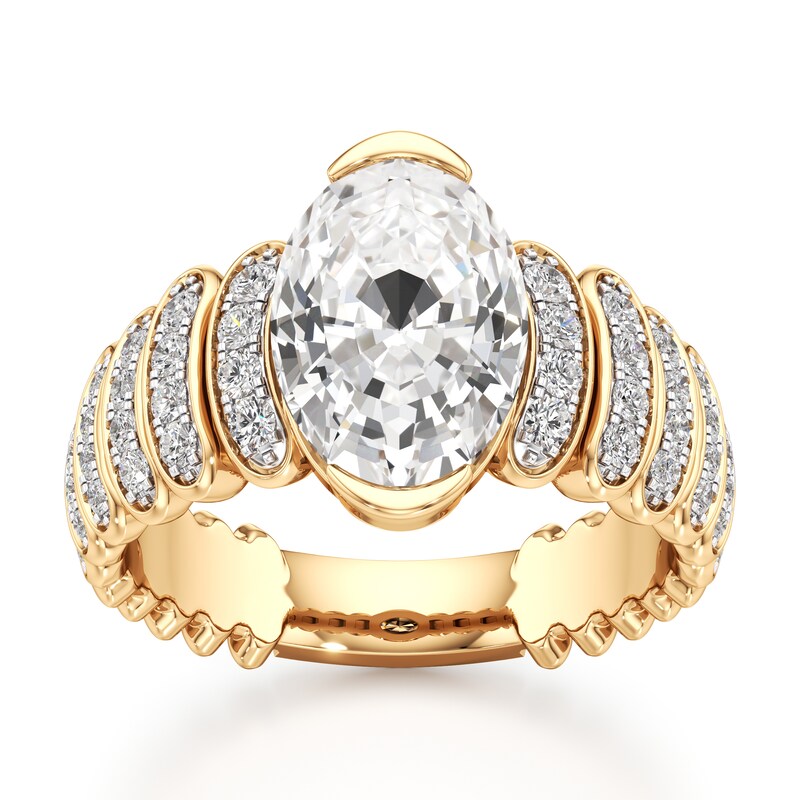 Main Image 1 of J'Lure Oval Step-Cut Lab-Grown Diamond Engagement Ring 3-3/8 ct tw 18K Yellow Gold