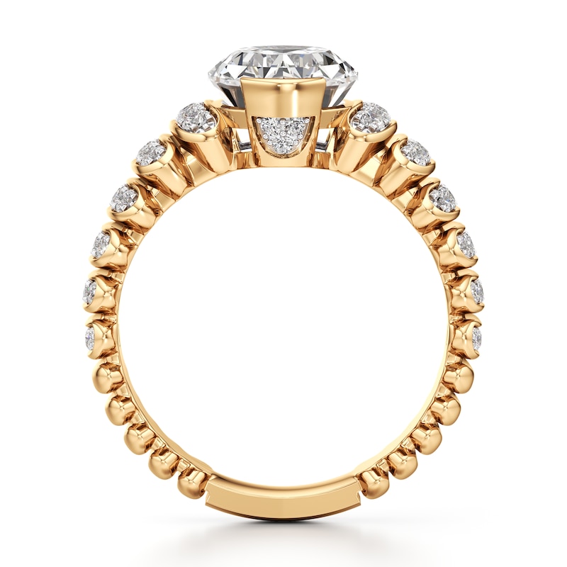 Main Image 2 of J'Lure Oval Step-Cut Lab-Grown Diamond Engagement Ring 3-3/8 ct tw 18K Yellow Gold