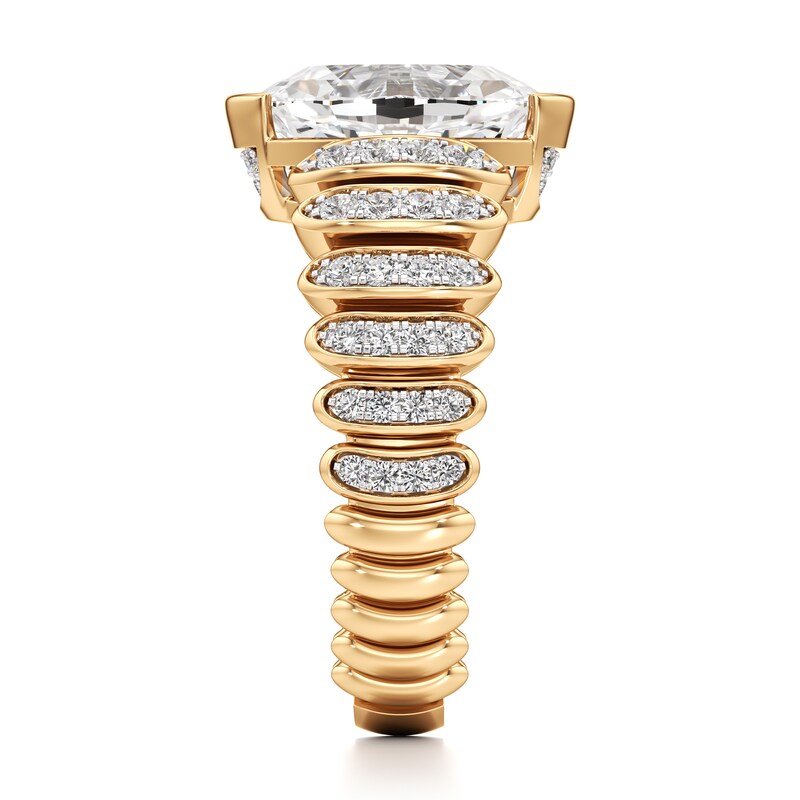 Main Image 3 of J'Lure Oval Step-Cut Lab-Grown Diamond Engagement Ring 3-3/8 ct tw 18K Yellow Gold