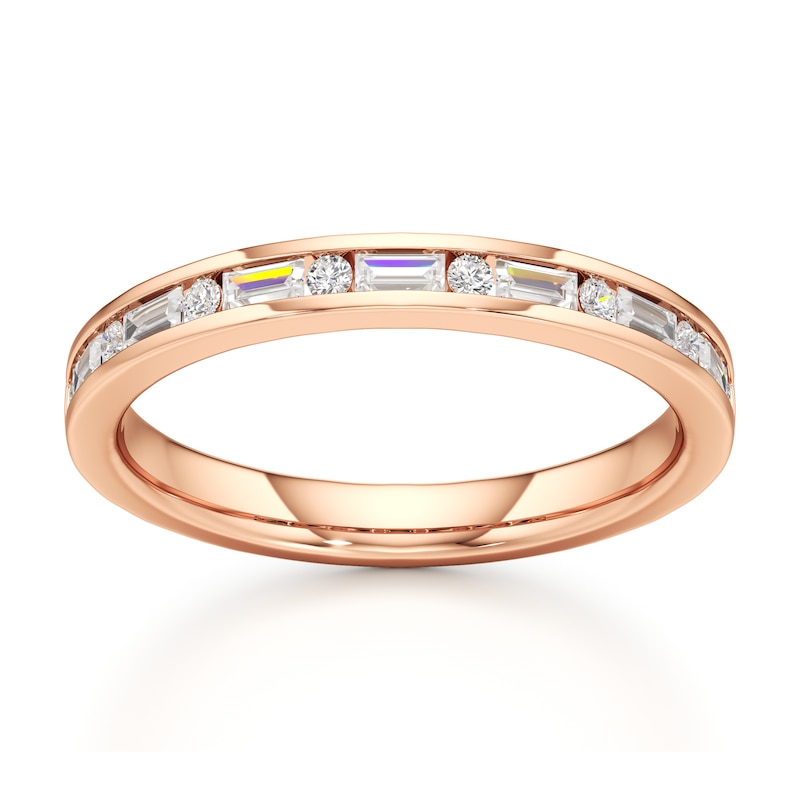 Main Image 1 of J'Lure Baguette & Round-Cut Lab-Grown Diamond Wedding Band 3/8 ct tw 18K Rose Gold