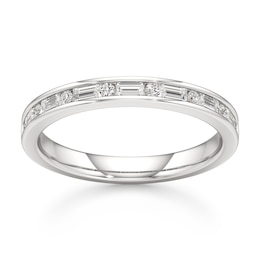 J'Lure Baguette & Round-Cut Lab-Grown Diamond Wedding Band 3/8 ct tw 18K White Gold
