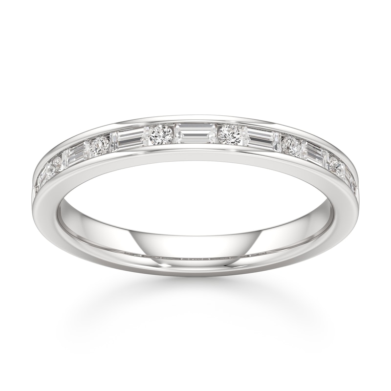 Main Image 1 of J'Lure Baguette & Round-Cut Lab-Grown Diamond Wedding Band 3/8 ct tw 18K White Gold