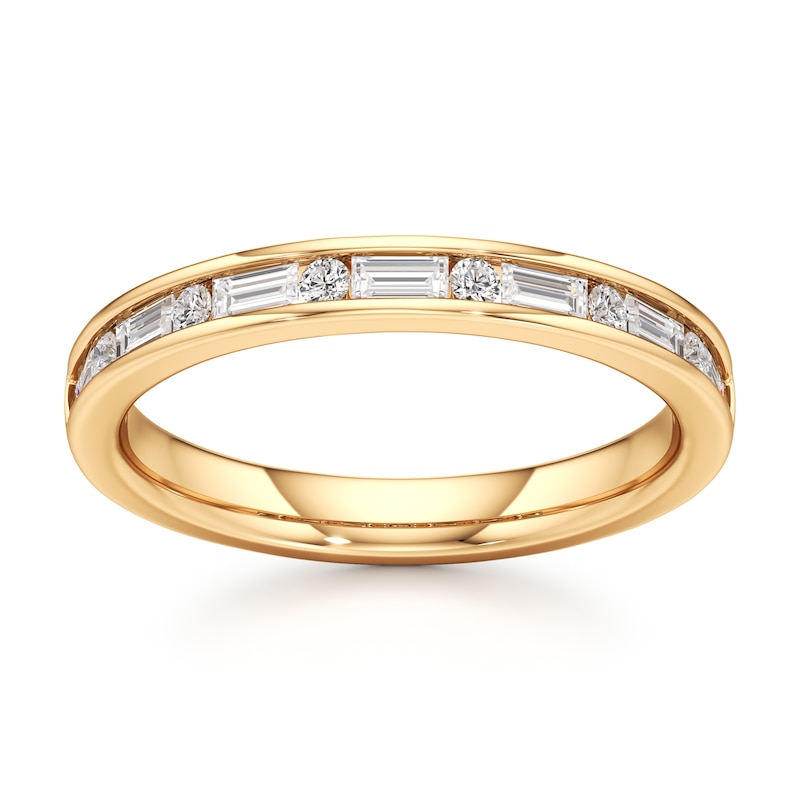Main Image 1 of J'Lure Baguette & Round-Cut Lab-Grown Diamond Wedding Band 3/8 ct tw 18K Yellow Gold
