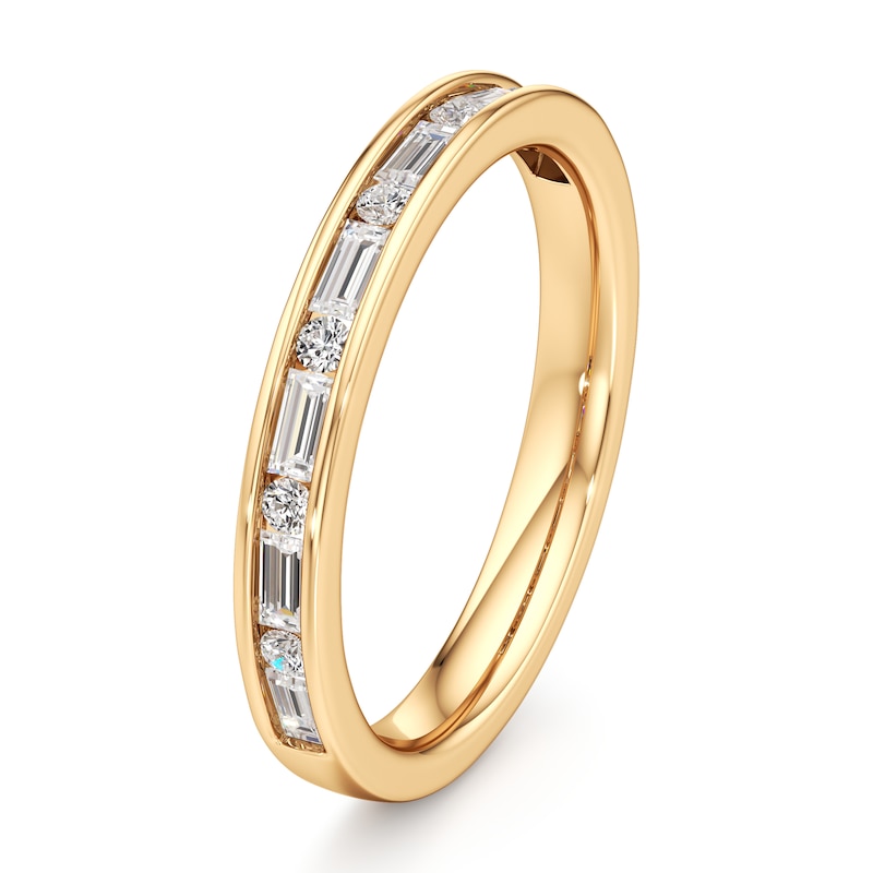 Main Image 4 of J'Lure Baguette & Round-Cut Lab-Grown Diamond Wedding Band 3/8 ct tw 18K Yellow Gold
