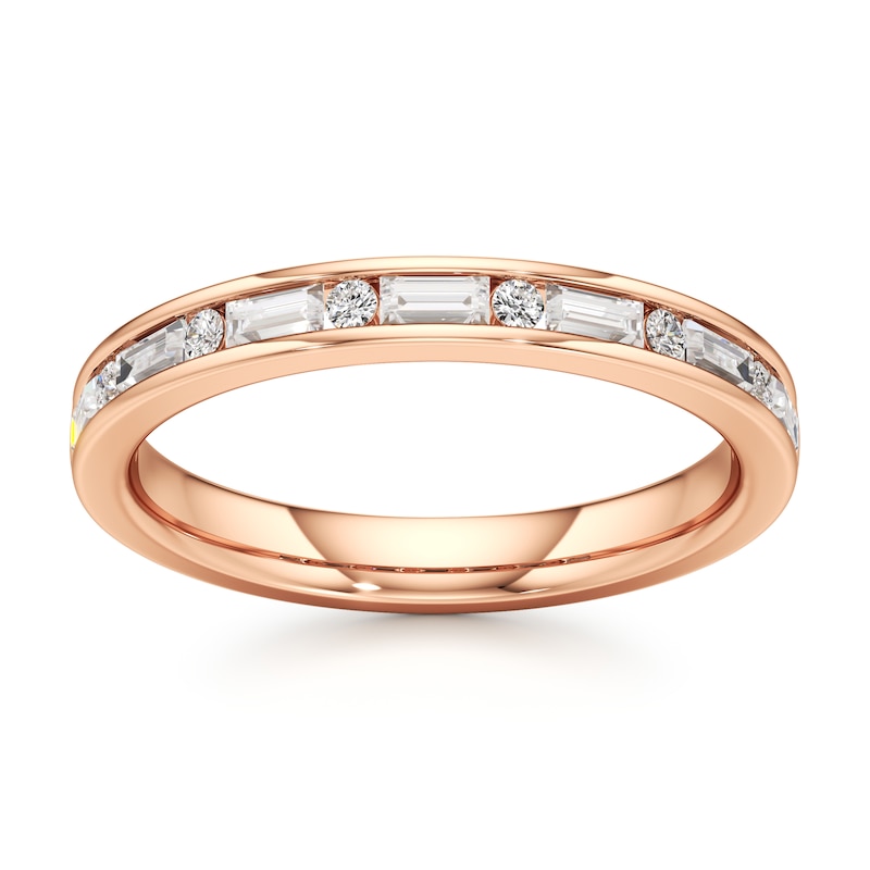 Main Image 1 of J'Lure Baguette & Round-Cut Lab-Grown Diamond Wedding Band 3/8 ct tw 18K Rose Gold