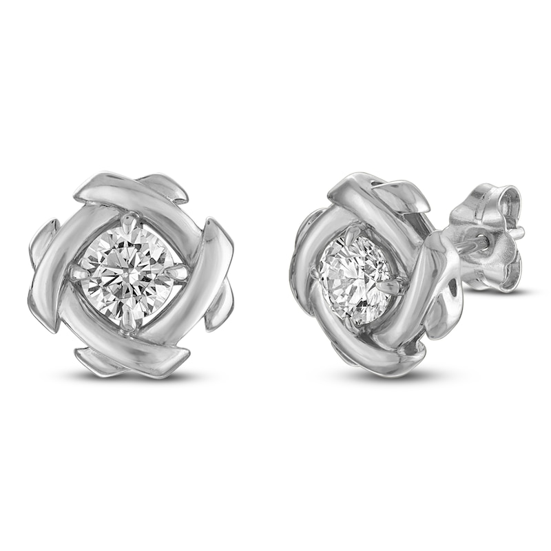 Main Image 2 of Unspoken Diamond Solitaire Stud Earrings 1 ct tw 14K White Gold (I1/I)