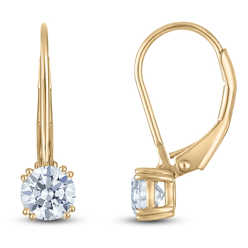 Main Image 1 of Round-Cut Lab-Grown Diamond Solitaire Drop Earrings 1/2 ct tw 14K Yellow Gold (SI2/F)