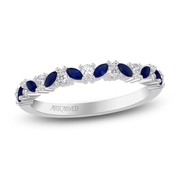 ArtCarved Marquise-Cut Natural Blue Sapphire & Diamond Anniversary Ring 1/6 ct tw 14K White Gold
