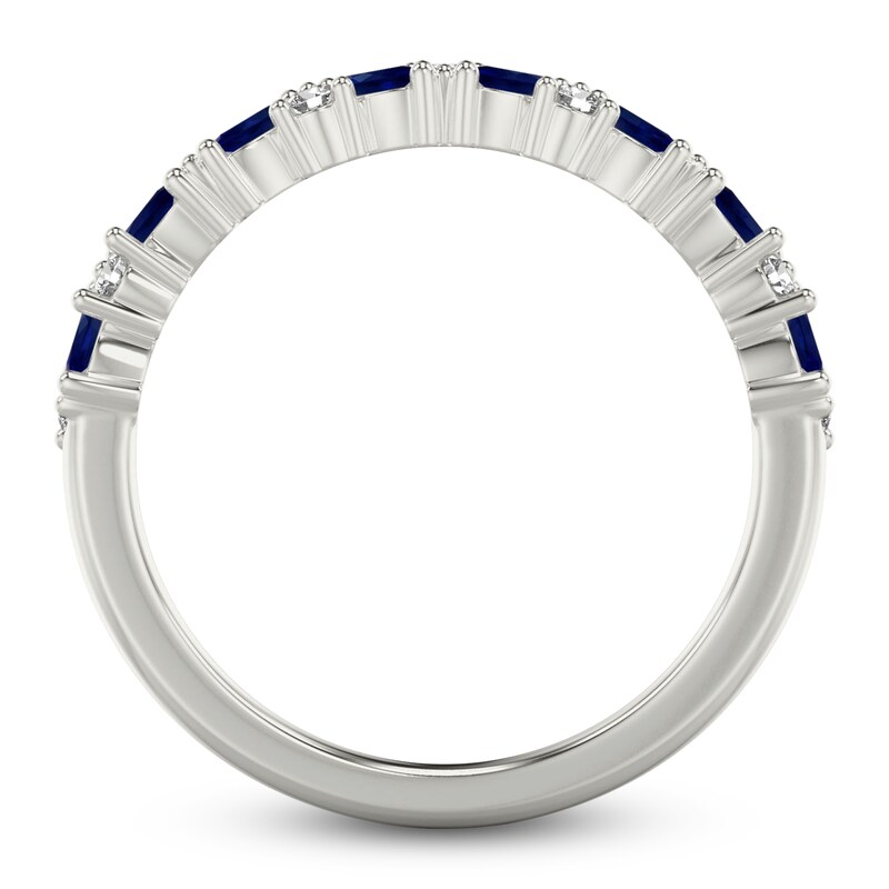 Main Image 3 of ArtCarved Marquise-Cut Natural Blue Sapphire & Diamond Anniversary Ring 1/6 ct tw 14K White Gold