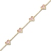 Thumbnail Image 2 of Pink Lab-Created Sapphire Pavé Heart Bracelet 10K Yellow Gold 7"