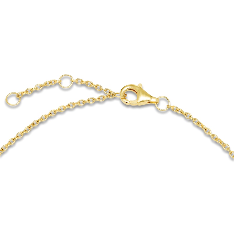Main Image 3 of Pink Lab-Created Sapphire Pavé Heart Bracelet 10K Yellow Gold 7"