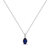 Thumbnail Image 1 of Oval-Cut Natural Blue Sapphire and Diamond Necklace 1/20 ct tw 14K White Gold 17"