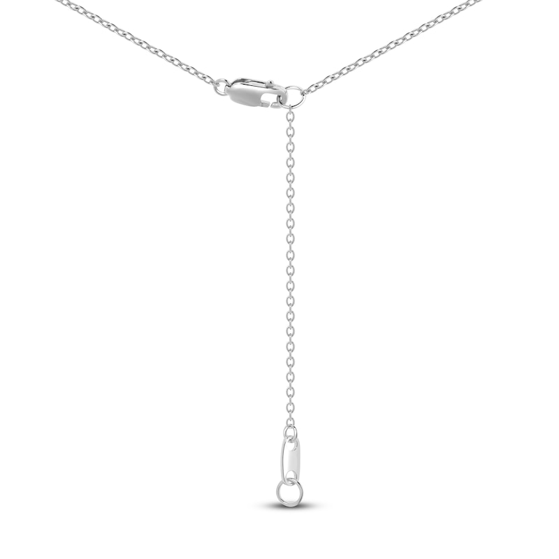 Main Image 4 of Oval-Cut Natural Blue Sapphire and Diamond Necklace 1/20 ct tw 14K White Gold 17"