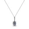 Thumbnail Image 5 of Oval-Cut Natural Blue Sapphire and Diamond Necklace 1/20 ct tw 14K White Gold 17"