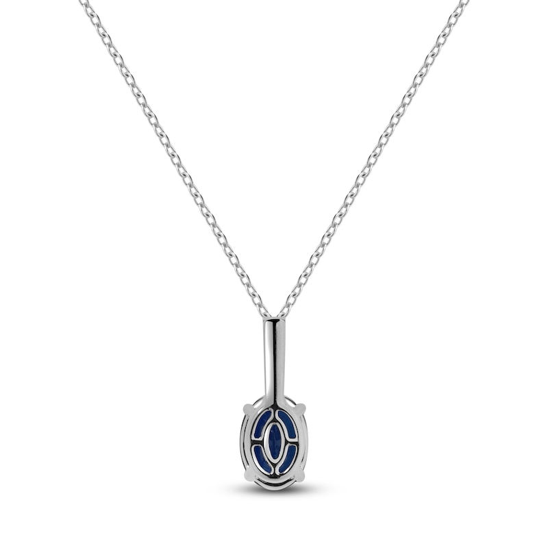 Main Image 5 of Oval-Cut Natural Blue Sapphire and Diamond Necklace 1/20 ct tw 14K White Gold 17"