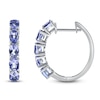 Thumbnail Image 1 of Oval-Cut Natural Tanzanite Hoop Earrings Sterling Silver