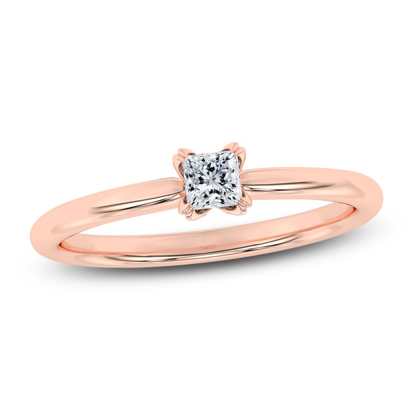 Main Image 1 of Certified Princess-Cut Diamond Solitaire Engagement Ring 1/2 ct tw 14K Rose Gold (I1/I)