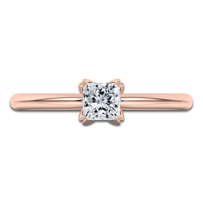 Main Image 3 of Certified Princess-Cut Diamond Solitaire Engagement Ring 1/2 ct tw 14K Rose Gold (I1/I)