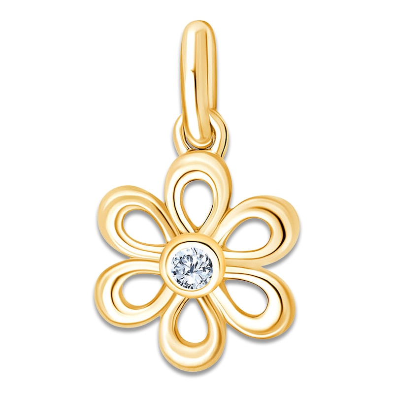 Main Image 1 of Children's Diamond Accent Flower Charm 14K Yellow Gold