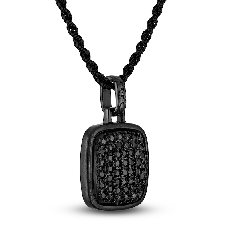 Main Image 2 of 1933 by Esquire Men's Black Multi-Diamond Cushion-Shaped Necklace 1 ct tw Black Ion-Plated Sterling Silver 22"