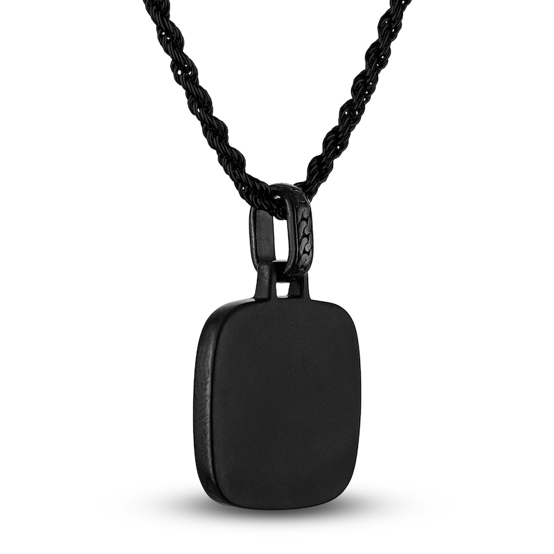 Main Image 3 of 1933 by Esquire Men's Black Multi-Diamond Cushion-Shaped Necklace 1 ct tw Black Ion-Plated Sterling Silver 22"