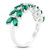 Thumbnail Image 2 of Marquise-Cut Lab-Created Emerald & Diamond Leaves Ring 1/10 ct tw 14K White Gold