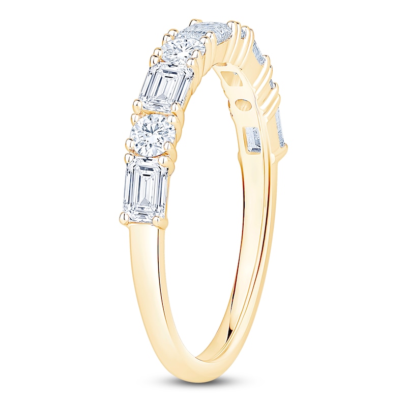 Main Image 2 of Round & Emerald-Cut Lab-Grown Diamond Alternating Anniversary Ring 1 ct tw 14K Yellow Gold
