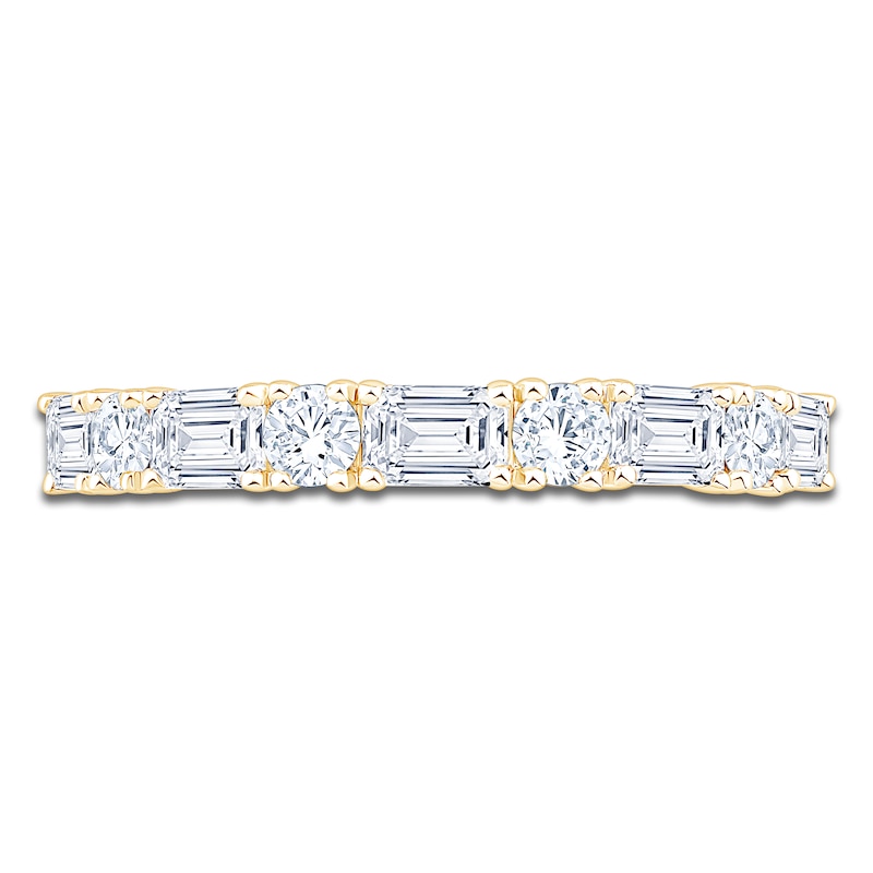 Main Image 3 of Round & Emerald-Cut Lab-Grown Diamond Alternating Anniversary Ring 1 ct tw 14K Yellow Gold