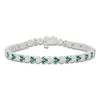 Thumbnail Image 1 of Lab-Created Emerald & White Lab-Created Sapphire Trios Bracelet Sterling Silver 7"