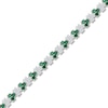 Thumbnail Image 2 of Lab-Created Emerald & White Lab-Created Sapphire Trios Bracelet Sterling Silver 7"